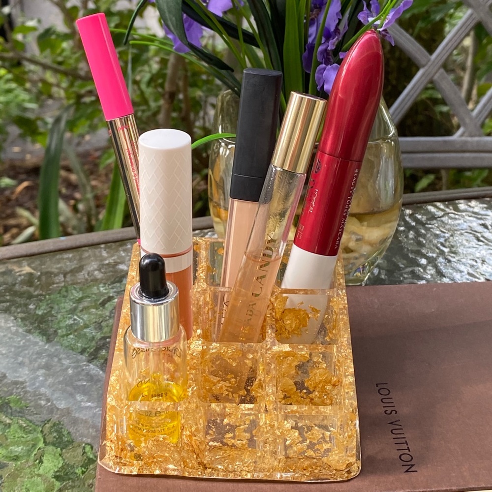 Gold Cosmetic Organizer Resin Art - Picture 8 of 16
